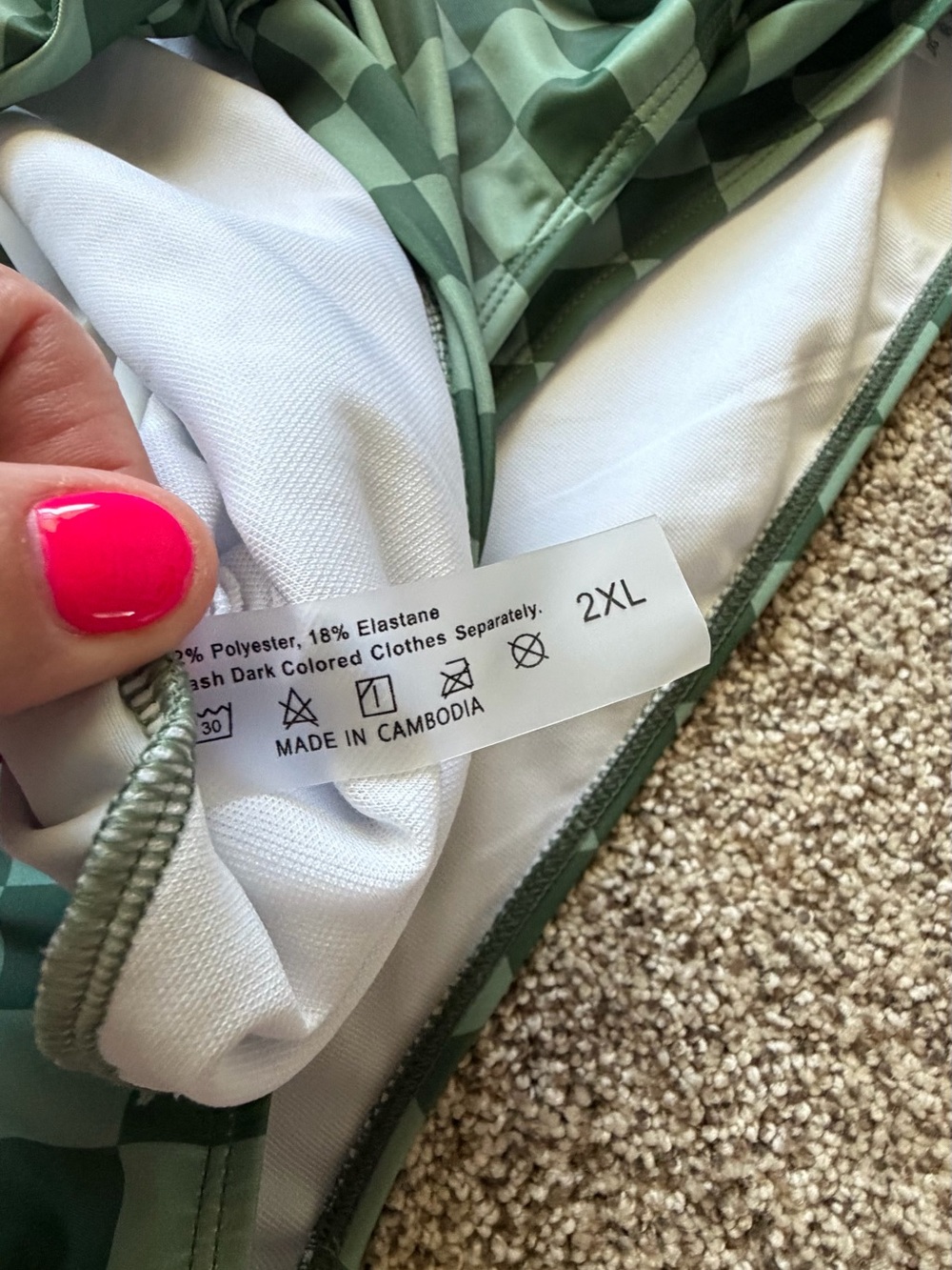 Green Checkerboard High Waist Bikini Set 2XL - Picture 7 of 7